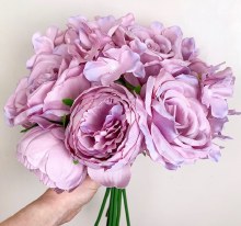 Artificial Rose & Hydrangea Bunch Lilac Artificial Rose & Hydrangea Bunch Lilac