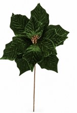 Velvet Poinsettia Stem 33cm Dark Green