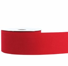 Red flocked fabric ribbon, 2.5in x 25m