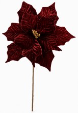Valvet Poinsettia Stem 33cm Burgundy