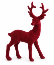 Reindeer Flocked Burgundy 33cm