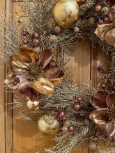 Additional picture of Faux Copper Magnolia Wreath 23"