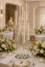 Additional picture of 10 Arm Glass Candelabra with Candle Covers 102cm