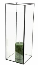 Additional picture of Glass Cube Black Edge Candle Holder Vase 15cm x 50cm
