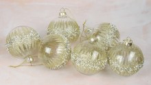 Additional picture of Glass Bauble Glitter/ Pearl 8cm x 6