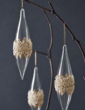 Additional picture of Glass Bauble Champagne/ Beaded Droplet 22cm approx x 6