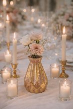 Additional picture of Glass Vase Rose Gold Frosted 10 x 14.7cm
