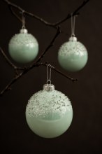 Additional picture of Glass Bauble Blue Snow 8cm x 6