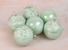 Additional picture of Glass Bauble Blue Snow 8cm x 6