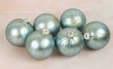 Additional picture of Glass Bauble Blue Gold Stripe x 6- 8cm