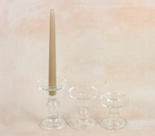Additional picture of Glass Candle Holder Set x 3 Clear