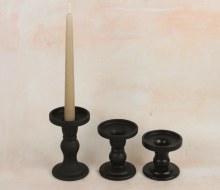 Additional picture of Glass Candle Holder Set x 3 Black