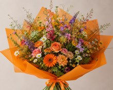 Additional picture of Frosted Florist Cellophane Wrap 80cmx80m- 50 micron bouquet wrapping film Orange