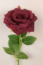 Additional picture of Artificial Single Stem Rose 48cm Burgundy