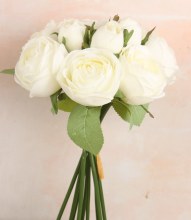 Additional picture of Artificial Rose Bunch 27cm Ivory