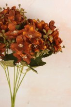 Additional picture of Artificial Mini Hydrangea Bunch Burnt Orange 33cm