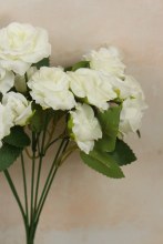 Additional picture of Artificial Mini Rose Bunch 29cm Ivory