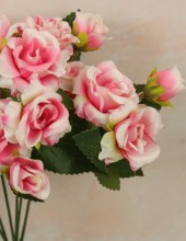 Additional picture of Artificial Mini Rose Bunch 29cm Pink/ Cream