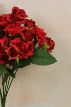 Additional picture of Artificial Mini Rose Bunch 29cm Red