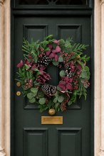 Additional picture of Christmas Burgundy Pine Door Wreath 22"