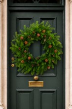 Additional picture of Christmas Pine Door Wreath w/Bells 24"