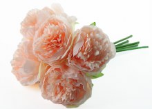 Additional picture of Artificial Peony Rose Bundle Peach 5 Stems