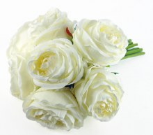 Additional picture of Artificial Rose Bunch Large x 7 Stems Ivory