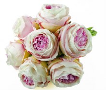 Additional picture of Artificial  Rose Bunch Large x 7 Stems Ivory/ Pink