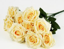 Additional picture of Artificial Rose Bunch x 10 Heads Pale Lemon