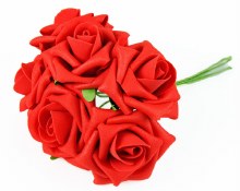 Additional picture of Artificial Foam Rose Flower 7cm x 6 Red