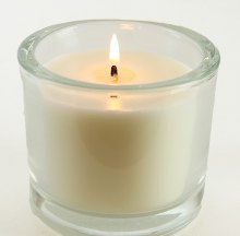 Additional picture of Ivory Candle Glass Jar 8cm x 9cm Long Burning