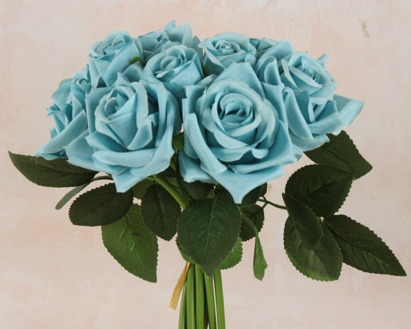 Picture of Faux Rose Bunch x 9 Stems 25cm Wedgewood