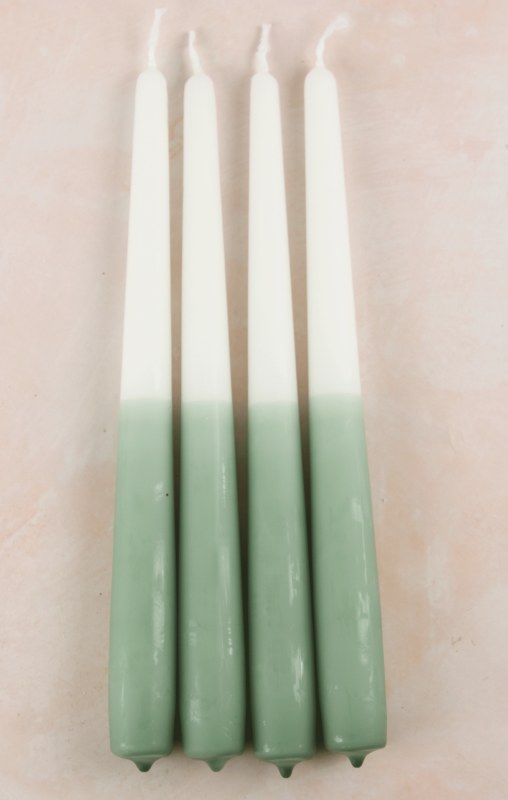 Picture of Taper Candle White/ Sage x 4 250mm x 23mm
