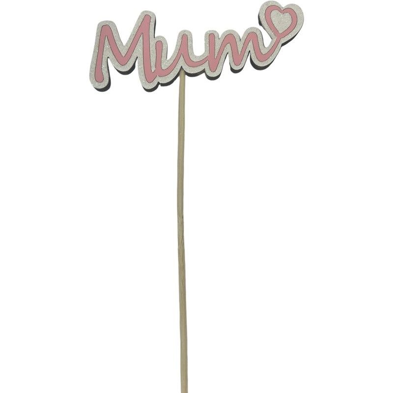 Florist Mum Pink Glitter Pick x 10