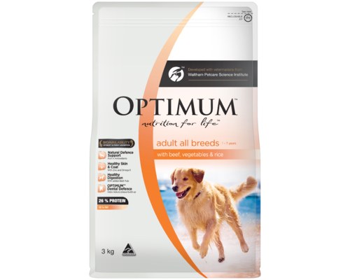 OPTIMUM DOG ADULT BEEF 3KG - My Pet Warehouse