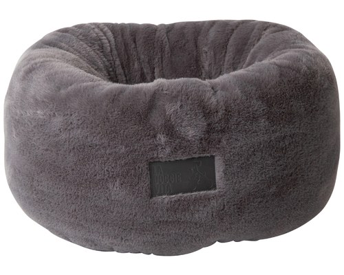 la doggie vita plush donut dog bed grey large