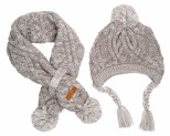 BUDDY & BELLE BEANIE AND SCARF SET GREY MARLE