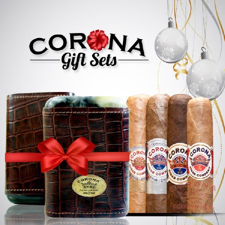 Corona 4 Cigar &amp; Leather Case Gift Set