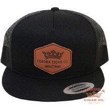 Corona Cigar Co. Leather Patch Trucker Hat - Black