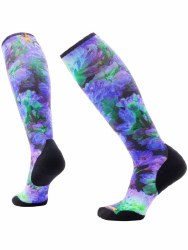 Womens Ski Targeted Cushion Electric Lotus Print Over-the-Calf Socks MD