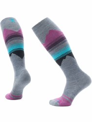 Womens Ski Targeted Cushion Over-the-Calf Socks Pewter Blue SM