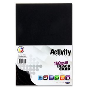 A2 Black Card 160gsm 20 Pack