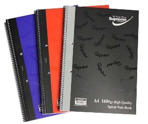 A4 Spiral Notebook 160pg5 Pack