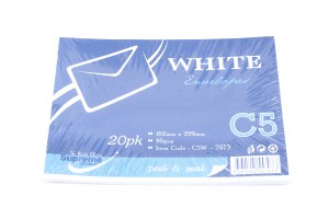 A5 White Envelopes 20 pk