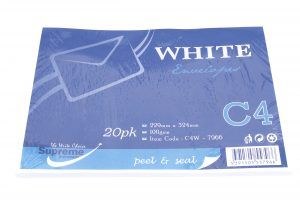 C4 White Envelope 100Gsm 20Pk