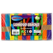 Colour Lollipop Sticks 200 Pk