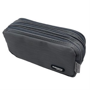 Pencilcase Triple  Zip Grey