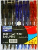 Retractable Ball Pens 10pk