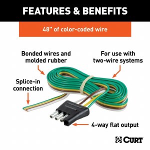 Curt 4-Way Flat 48" Trailer Side Wiring