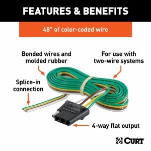 Curt 4-Way Flat 48" Vehicle Side Wiring
